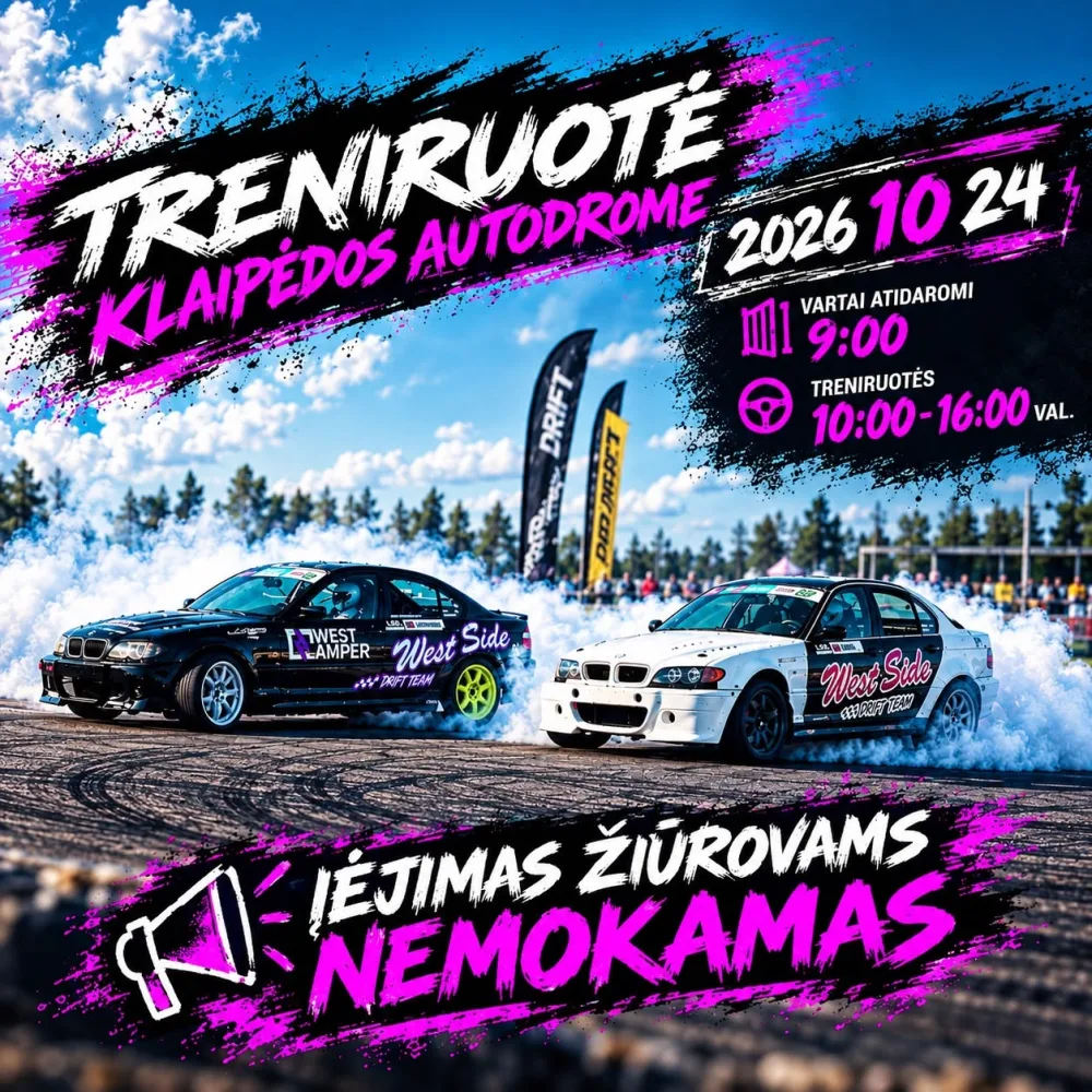West Side drifto treniruotė Klaipėdos autodrome – 2026-10-24