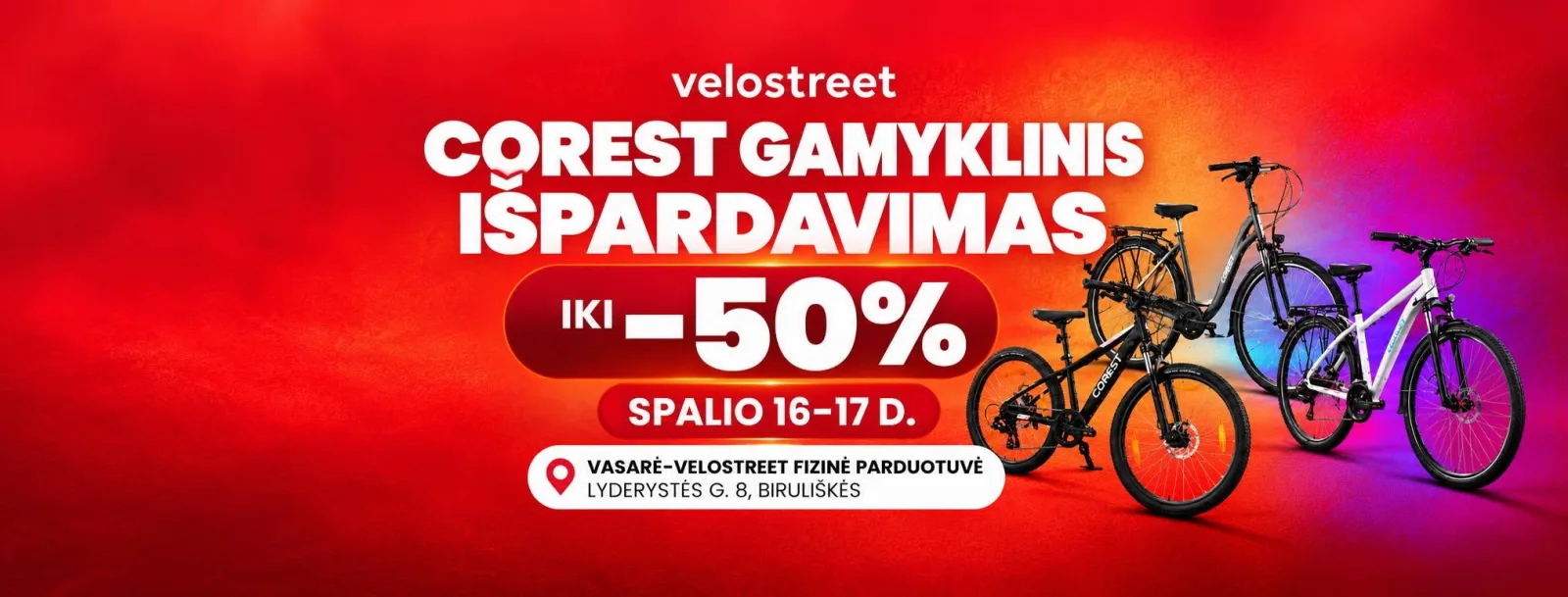„Corest“ dviračių gamyklinis išpardavimas – Kauno URBAN HUB